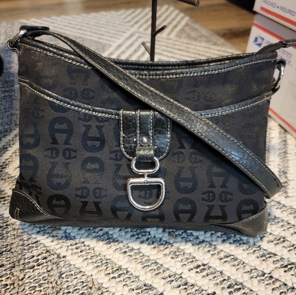 Etienne Aigner Leather Canvas Multi Compartment Shoulder Bag EUC - Picture 10 of 11